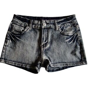Rosy Loves Acid Wash Embellished Denim Shorts Size 11 Rhinestone Studded Y2K